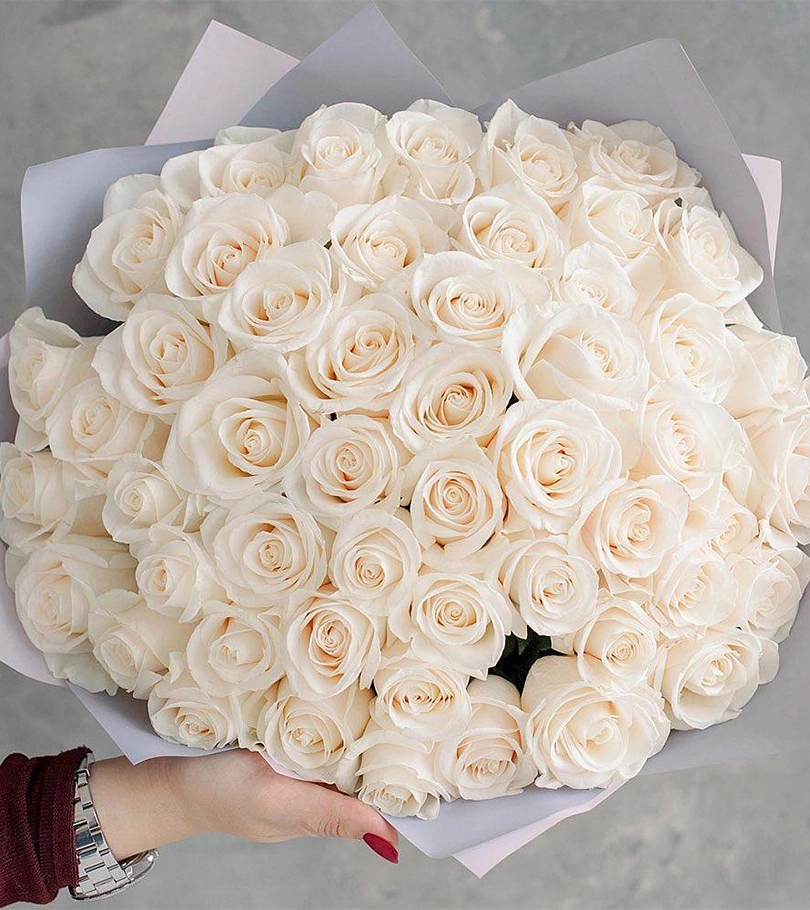 100 White Rose Bouquet