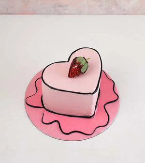 1kg Heart Cartoon Cake - FIVEROSE.AE